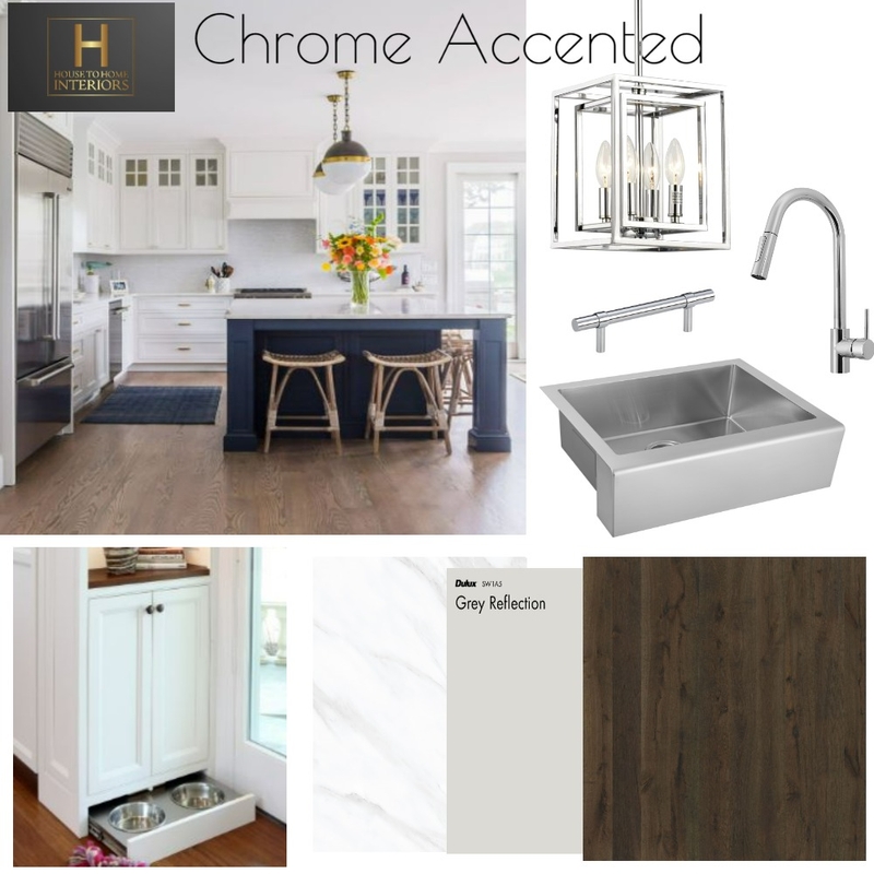 Chrome Accented White/Navy Stainless Kitchen Mood Board by Stephanie S on Style Sourcebook