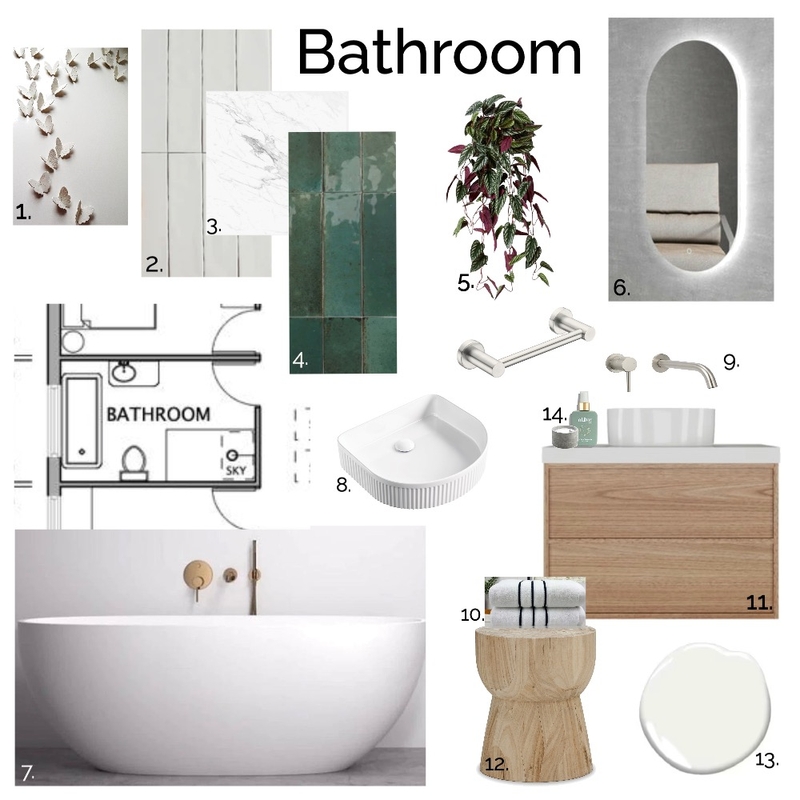 IDI MOD 9 PART A - Sample Board Main Bathroom Mood Board by ONE CREATIVE on Style Sourcebook