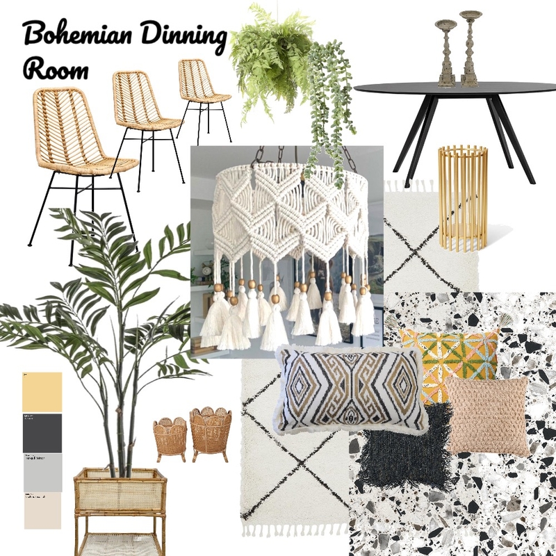 Bohemian dinning room Mood Board by LesStyleSourcebook on Style Sourcebook