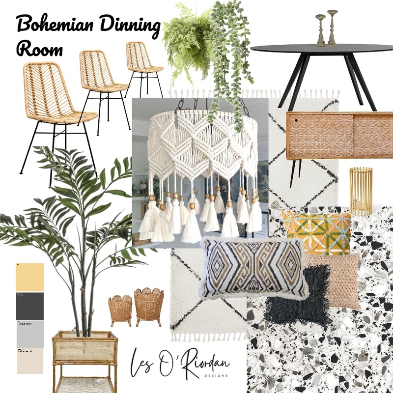 Bohemian dinning room Mood Board by LesStyleSourcebook on Style Sourcebook