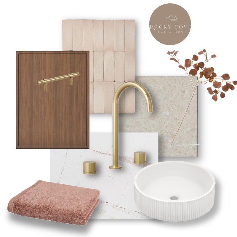 Warm Japandi Bathroom Mood Board by Rockycove Interiors on Style Sourcebook