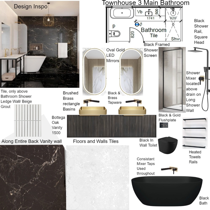 Cheryl Townhouse 3 Main Bathroom Mood Board by staged design on Style Sourcebook