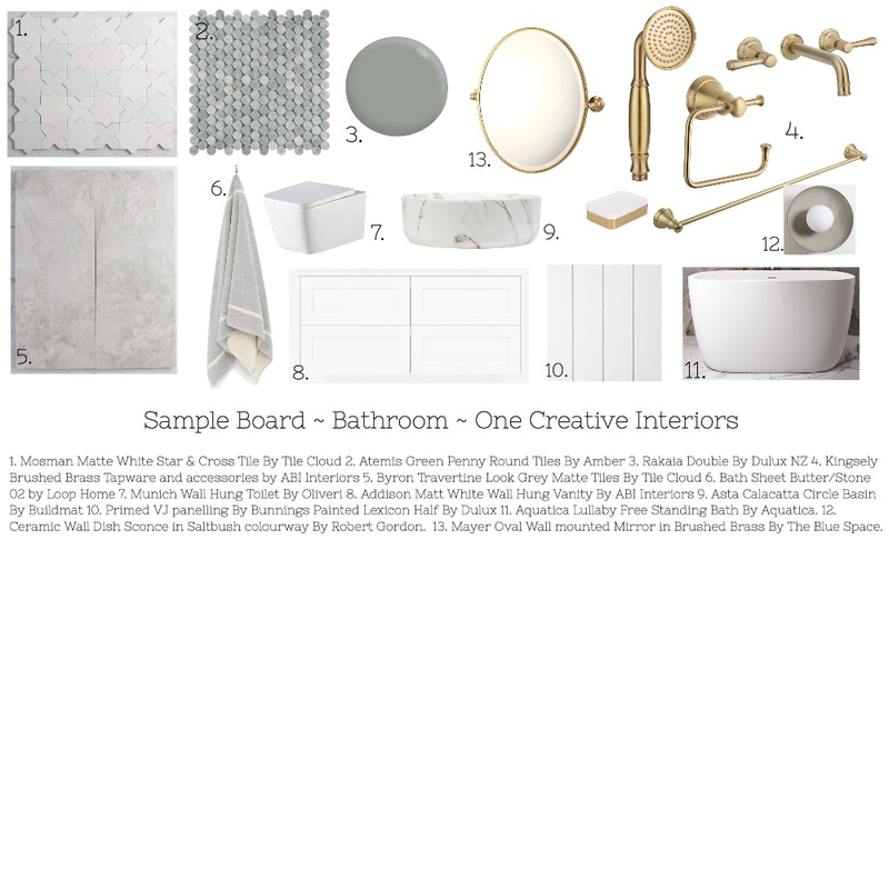 Sample Board - Part C - Bathroom Mood Board by ONE CREATIVE on Style Sourcebook