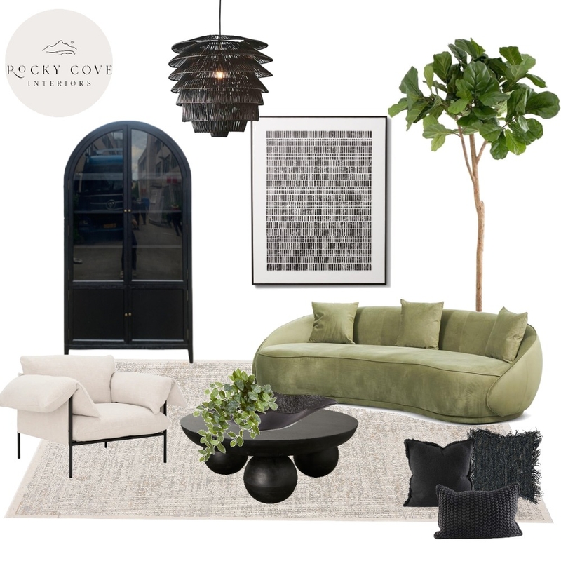 Dark organic modern lounge Mood Board by Rockycove Interiors on Style Sourcebook