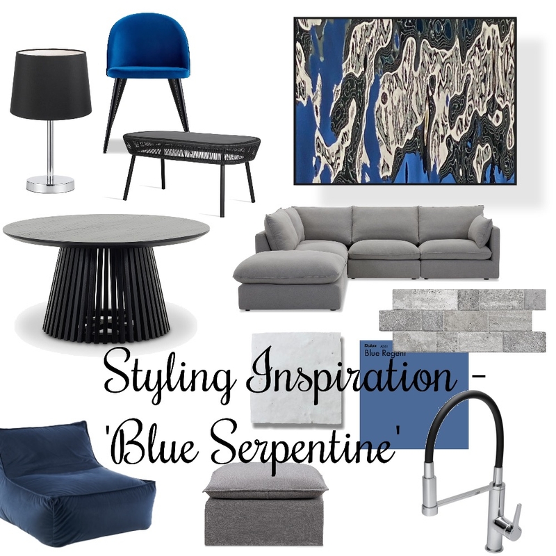 Blue Serpentine Mood Board by Wendy Fogarty_artist on Style Sourcebook