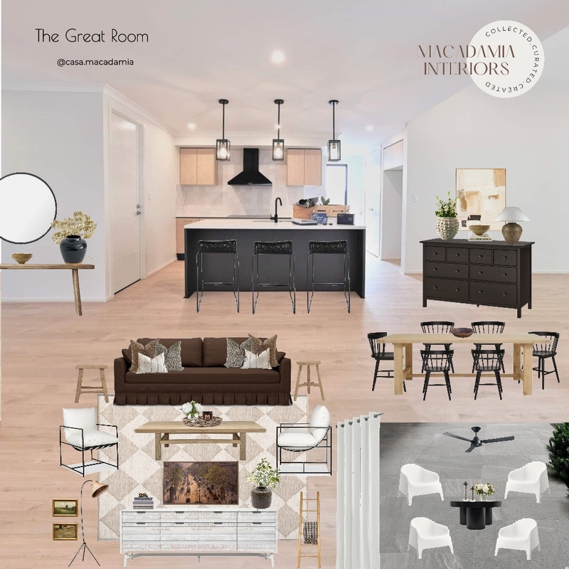 Casa Macadamia - Great Room - Updated Layers with Wall Art, Elm Table & Bemz Mood Board by Casa Macadamia on Style Sourcebook