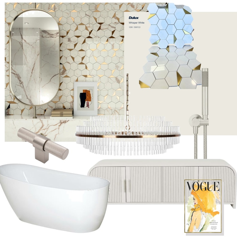 Art Deco White Hex Tile Bathroom Mood Board by vanessa_VPM on Style Sourcebook