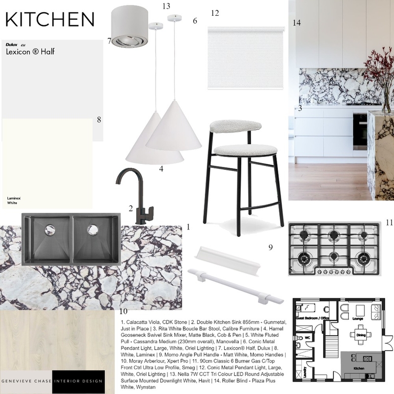 Assignment 9 Kitchen Sample Board Mood Board by Genevieve Chase Interior Design on Style Sourcebook