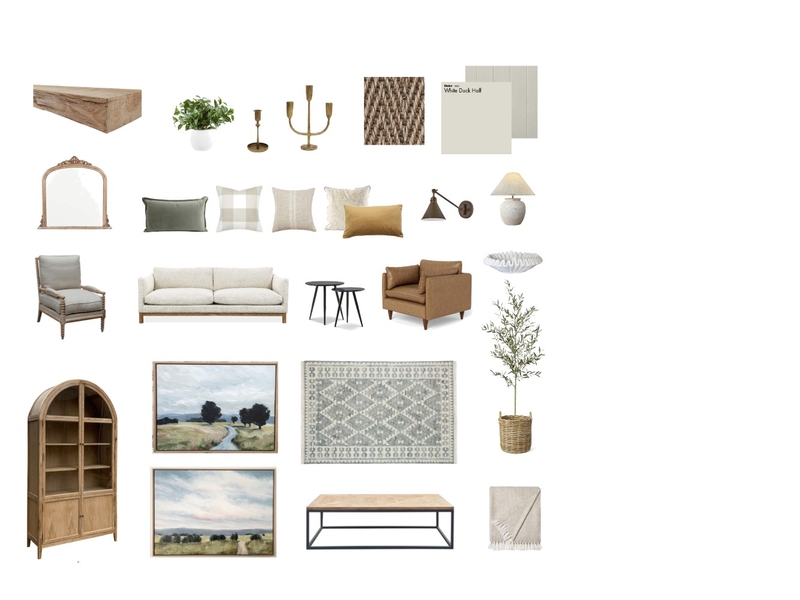 Modern Farmhouse Living Room Mood Board by Rebecca Clark Design on Style Sourcebook