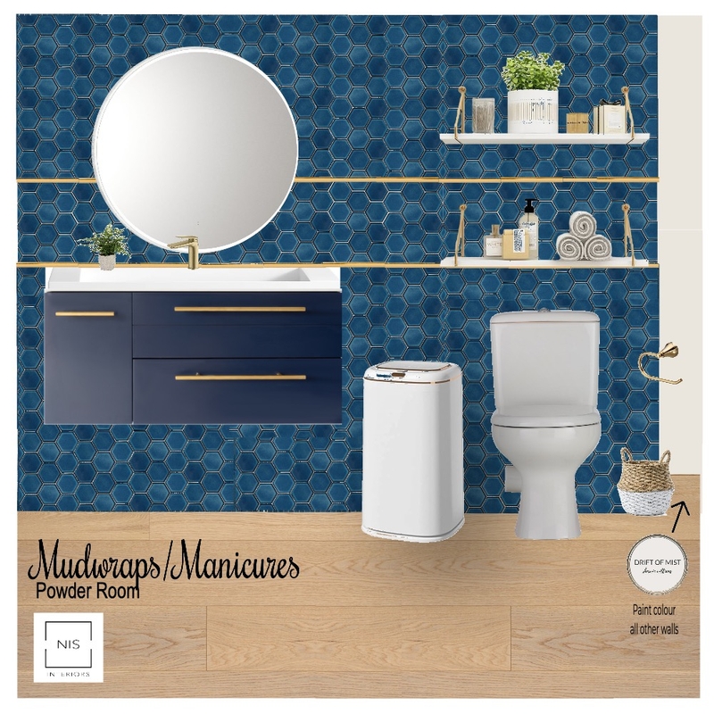 Mudwraps - Powder Room (option A) w hex Mood Board by Nis Interiors on Style Sourcebook