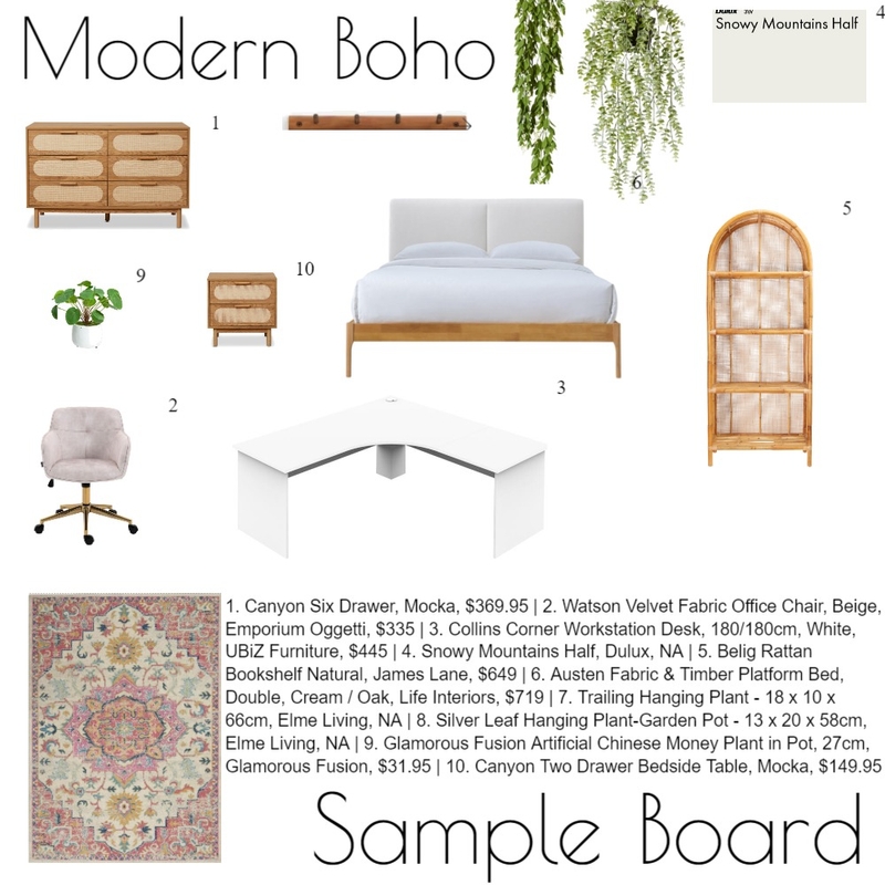 Small Bedroom Sample Board Mood Board by myabwittenborn@gmail.com on Style Sourcebook