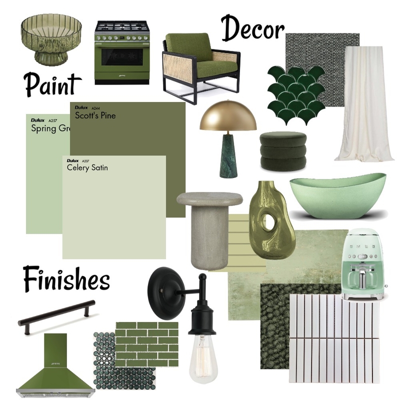 Green Tea Room Inspiration Mood Board by Mod McDonald on Style Sourcebook