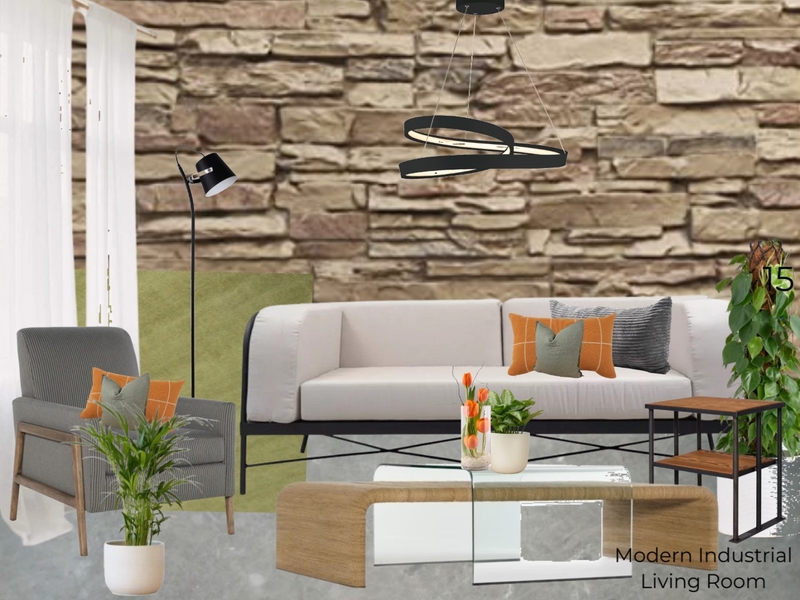 Modern Industrial Living Room Sample Board Mood Board by Naomi on Style Sourcebook