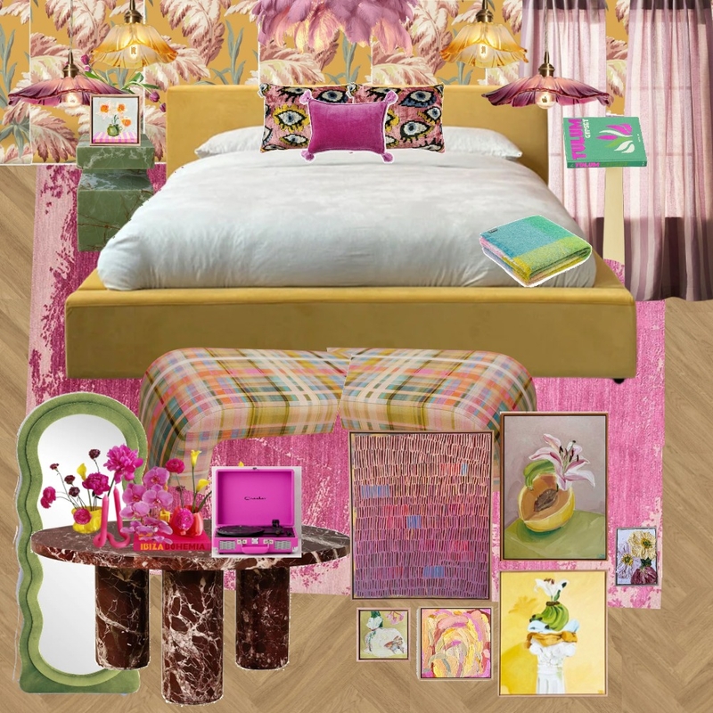 Bedroom - Yellow, Red Violet, Green, Burgundy Mood Board by dl2407 on Style Sourcebook