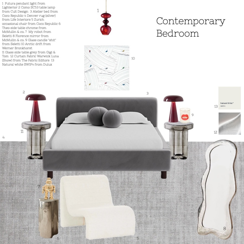 contemporary bedroom Mood Board by ioanna lakouri on Style Sourcebook
