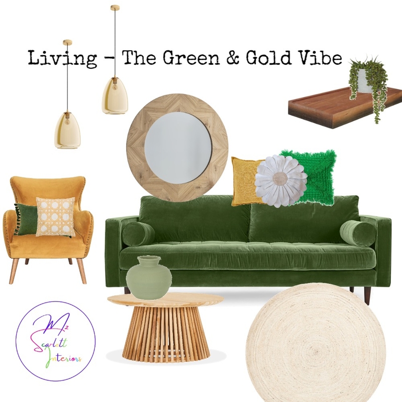 The Green Gold Vibe Mood Board by Mz Scarlett Interiors on Style Sourcebook