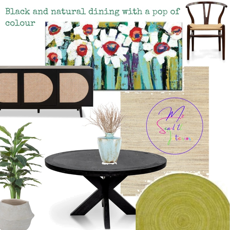 Natural and Black Dining Mood Board by Mz Scarlett Interiors on Style Sourcebook