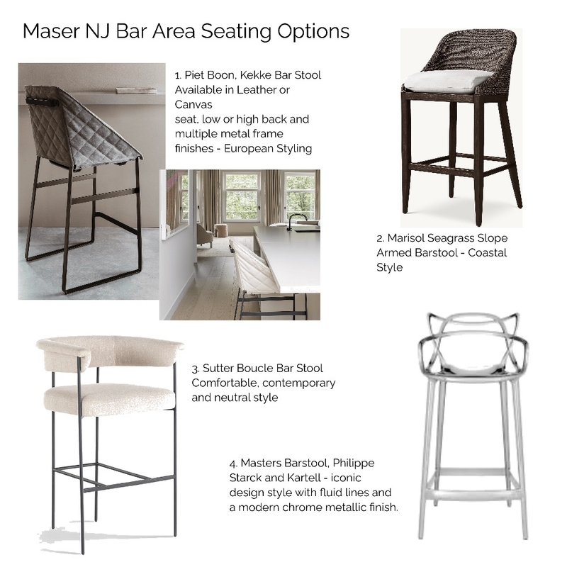 Maser NJ Bar Area Seating Options Mood Board by Helen Sheppard on Style Sourcebook