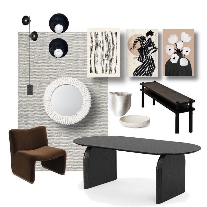 Black and brown dining Mood Board by E N V I S U A L      D E S I G N on Style Sourcebook