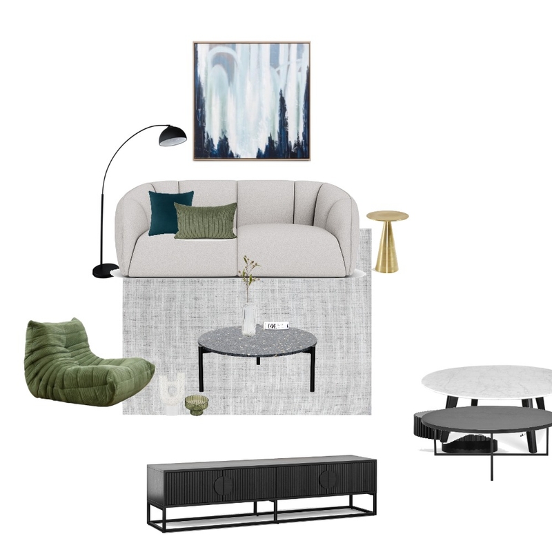 living room upstairs brighton plush couch green chairj diff coffee table Mood Board by Efi Papasavva on Style Sourcebook