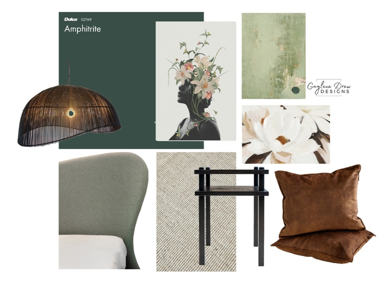 Green inspired Japandi Bedroom Mood Board by Gaylene Drew Designs on Style Sourcebook