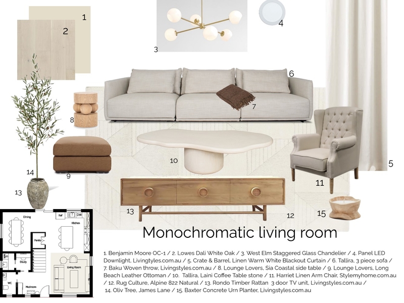 monochromatic living room Mood Board by BonnDesign on Style Sourcebook