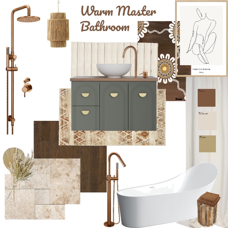 Warm Main Bathroom Mood Board by laurajackson94 on Style Sourcebook
