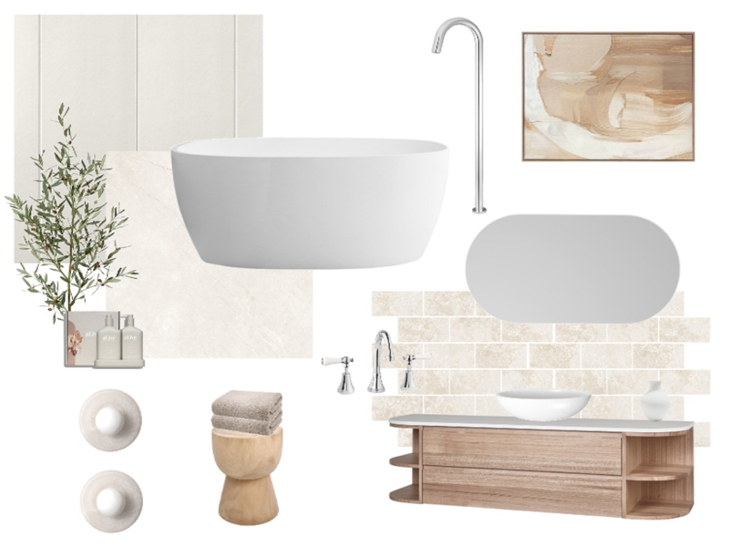 Warm Toned Neutral Bathroom Concept Mood Board by Muse Design Co Interior Design on Style Sourcebook