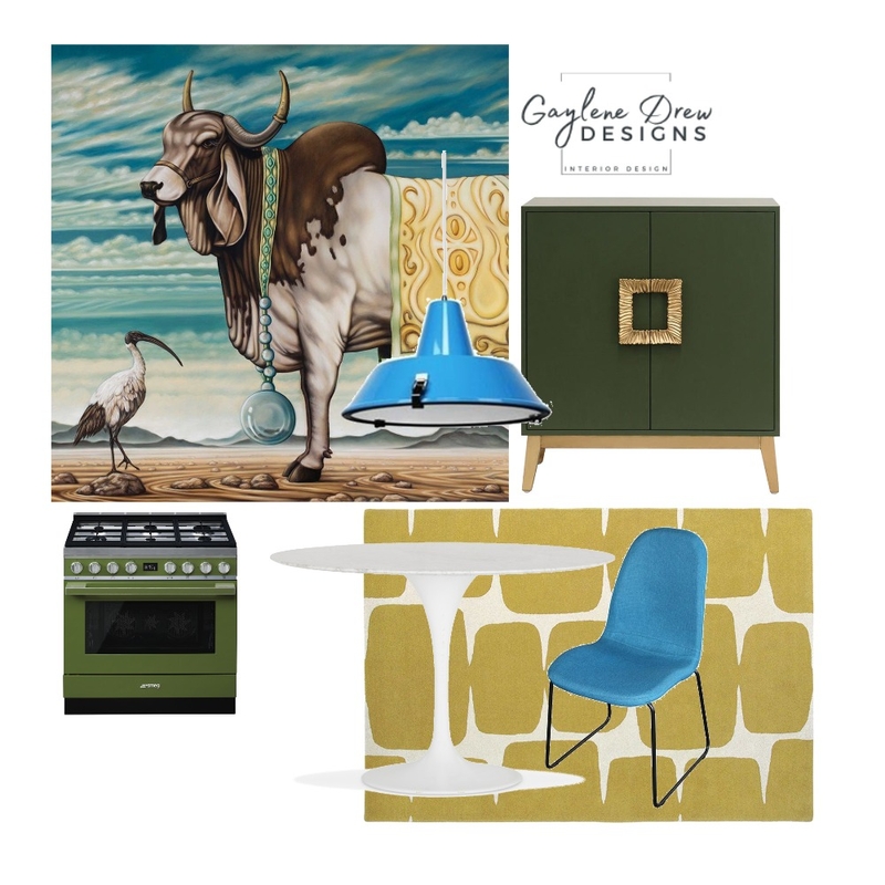 70's Inspired Dining Room Mood Board by Gaylene Drew Designs on Style Sourcebook