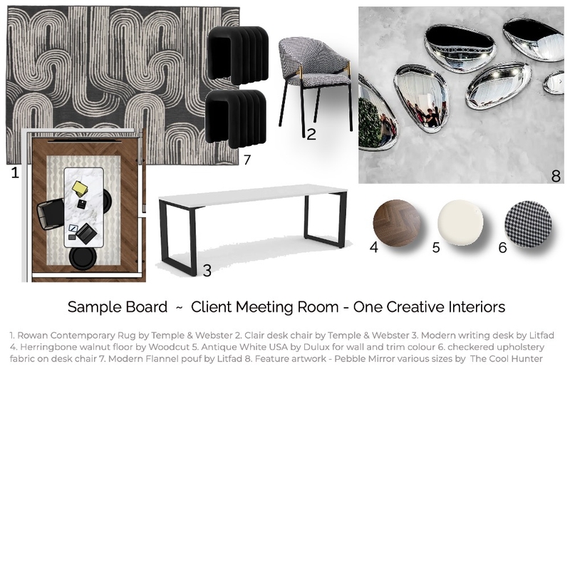 MOD 12 sample board Client Meeting Room Mood Board by ONE CREATIVE on Style Sourcebook