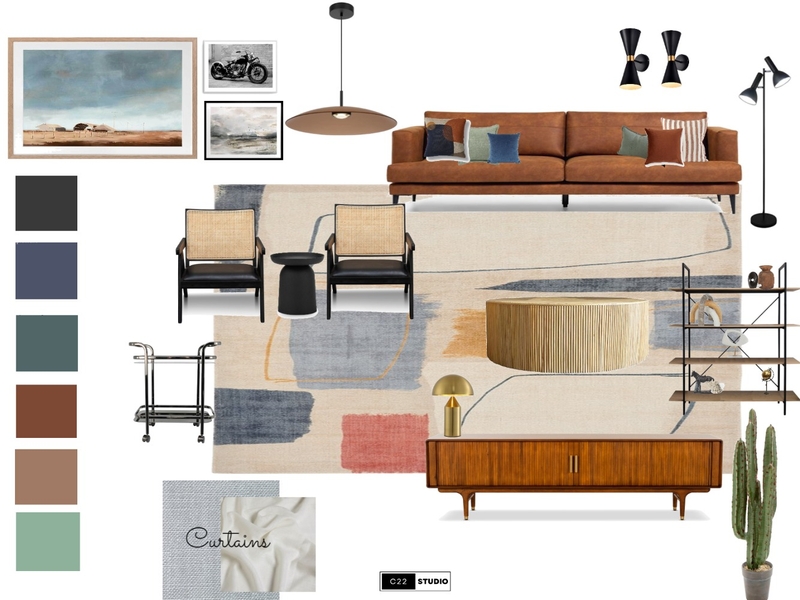 Mid-century modern Livingroom Mood Board by C22 Studio on Style Sourcebook