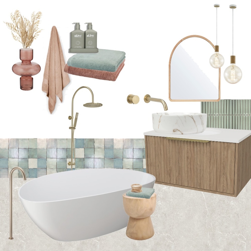 Pink and Green Bathroom Mood Board by Her Decorating Business on Style Sourcebook