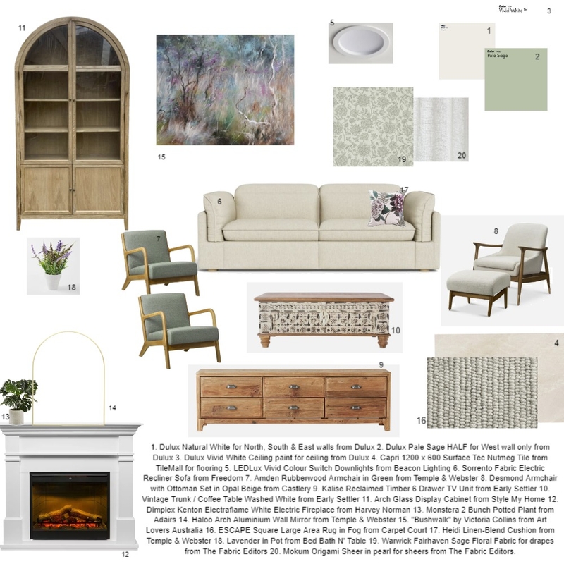 Loungeroom Sample Board Mood Board by K Designs on Style Sourcebook