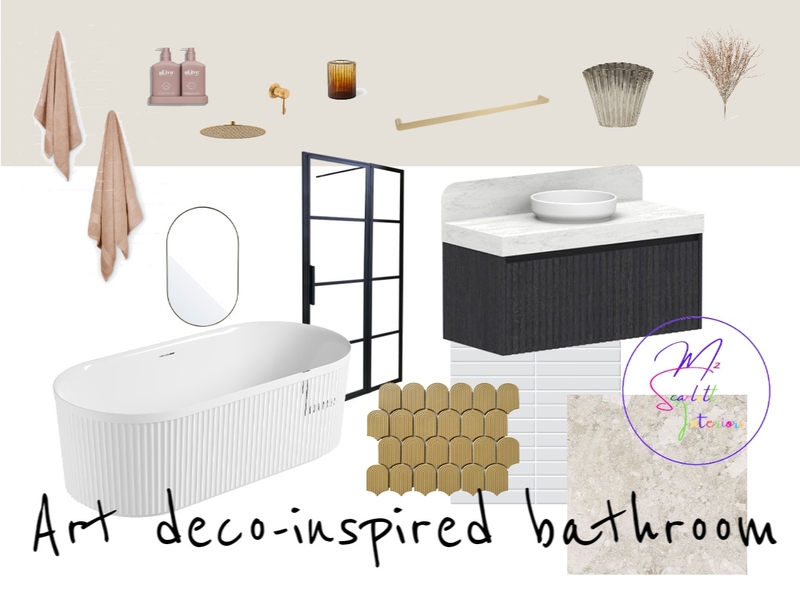 Art deco-inspired bathroom Mood Board by Mz Scarlett Interiors on Style Sourcebook