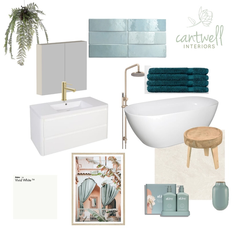 Restful resort vibe bathroom Mood Board by Cantwell Interiors on Style Sourcebook