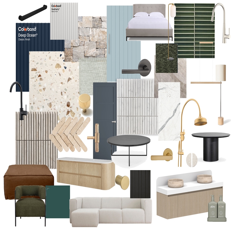 Interior colours inspo (navy, green, stone) Mood Board by Violetvee on Style Sourcebook