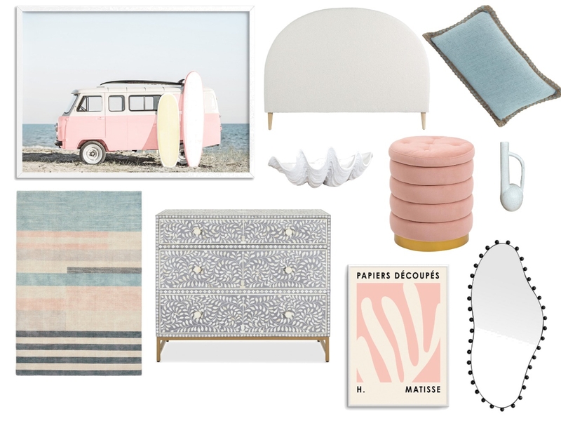 Pink and Blue Beach Mood Board by Fiona Russell on Style Sourcebook