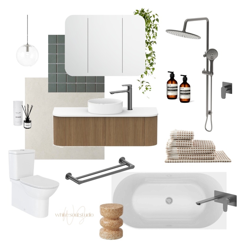 Calming Contemporary Main Bathroom Mood Board by White Soul Studio on Style Sourcebook