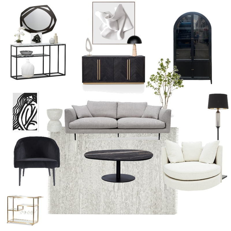 Modern Black and White Mood Board by Allison Kayes Designs on Style Sourcebook