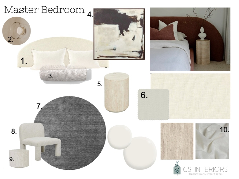 Master Bedroom Leesa with numbers Mood Board by CSInteriors on Style Sourcebook