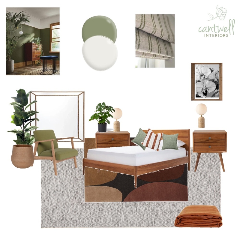 Mid century Modern bedroom (no paint) Mood Board by Cantwell Interiors on Style Sourcebook