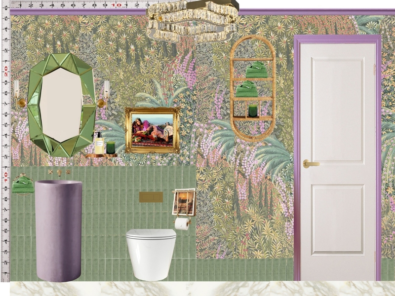 Powder Room Scale Design Green Mixer Taps Mood Board by dl2407 on Style Sourcebook