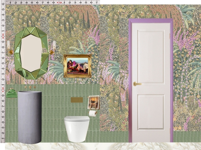 Powder Room Scale Design Green Mixer Taps Mood Board by dl2407 on Style Sourcebook