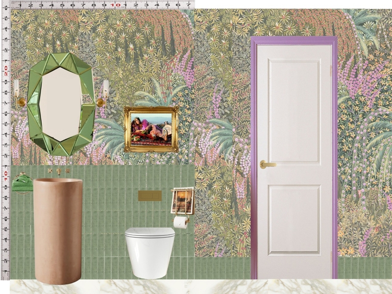 Powder Room Scale Design Green Mixer Taps Mood Board by dl2407 on Style Sourcebook