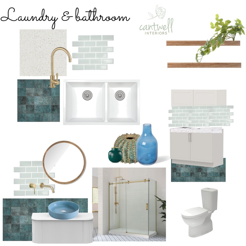 Beach side laundy & bathroom combo - brushed gold Mood Board by Cantwell Interiors on Style Sourcebook