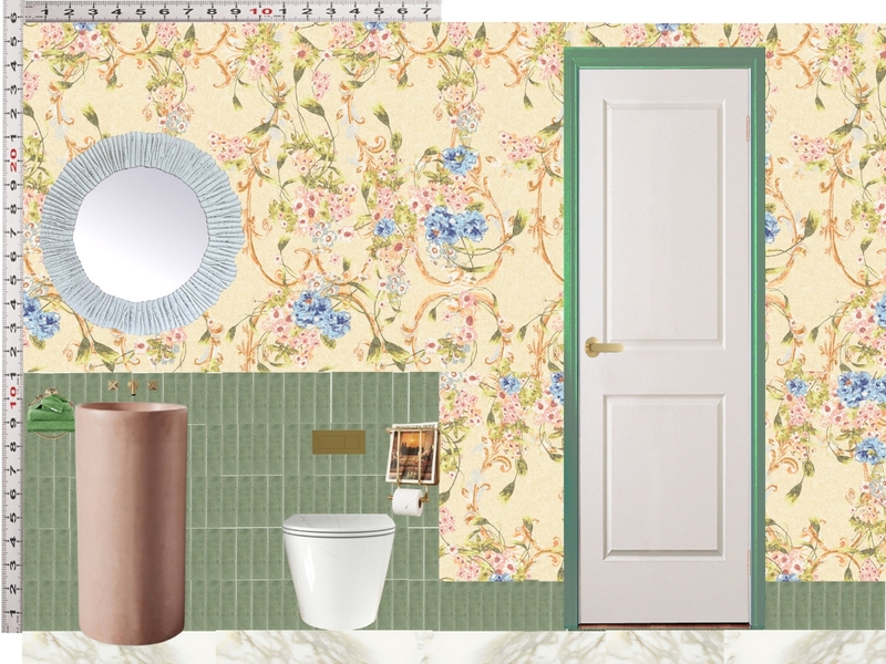 Powder Room Scale Design Green Mixer Taps Mood Board by dl2407 on Style Sourcebook