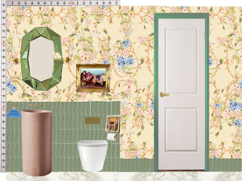 Powder Room Scale Design Green Mixer Taps Mood Board by dl2407 on Style Sourcebook