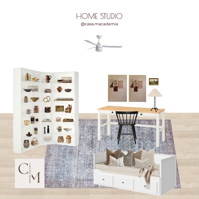 Home Studio - Black Spindle Chair (Blue pink Rug) Mood Board by Casa Macadamia on Style Sourcebook