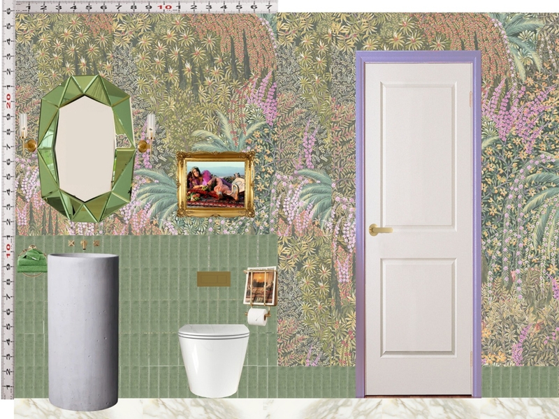 Powder Room Scale Design Green Mixer Taps Mood Board by dl2407 on Style Sourcebook