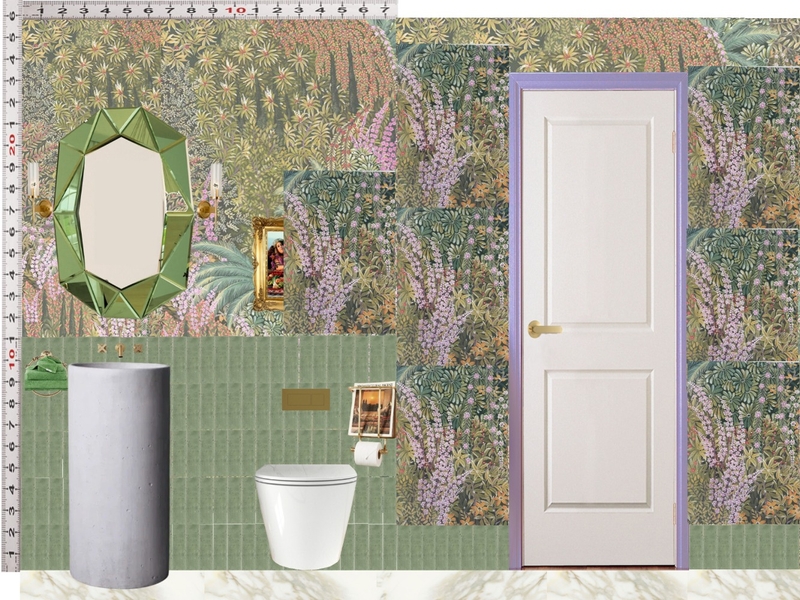 Powder Room Scale Design Green Mixer Taps Mood Board by dl2407 on Style Sourcebook